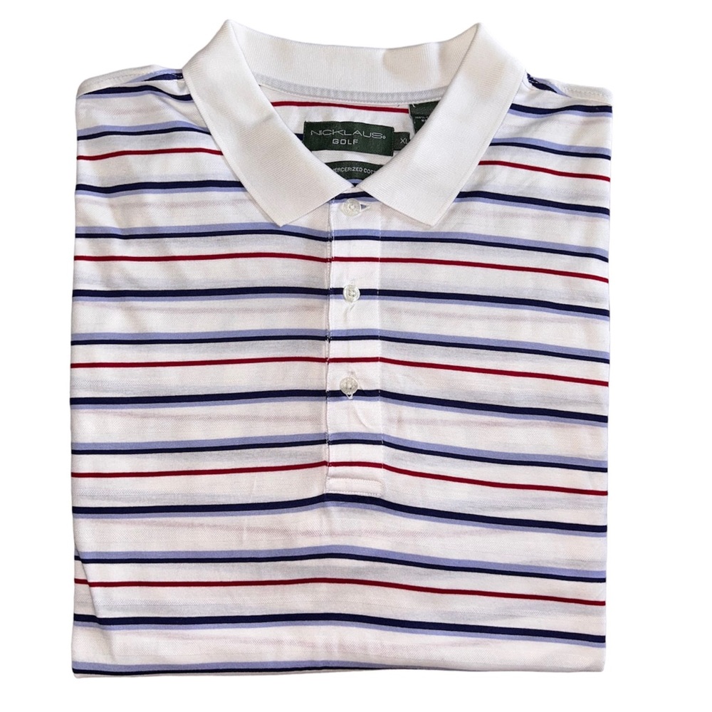 NWOT Jack Nicklaus White Striped Short Sleeve Golf Polo Men’s Size XL